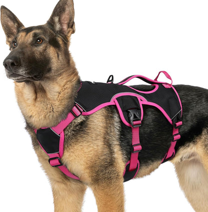 Escape Proof Dog Harness for Large, No Pull with Lift Handle | No Escape, Full Soft Padded, Reflective Adjustable Vest, Leash Clip for Walking Hiking Training, Black, Large