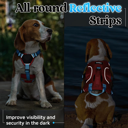 Escape Proof Dog Harness for Large, No Pull with Lift Handle | No Escape, Full Soft Padded, Reflective Adjustable Vest, Leash Clip for Walking Hiking Training, Black, Large