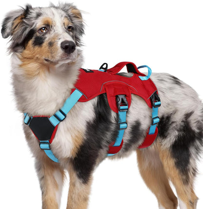 Escape Proof Dog Harness for Large, No Pull with Lift Handle | No Escape, Full Soft Padded, Reflective Adjustable Vest, Leash Clip for Walking Hiking Training, Black, Large