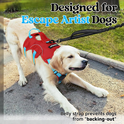Escape Proof Dog Harness for Large, No Pull with Lift Handle | No Escape, Full Soft Padded, Reflective Adjustable Vest, Leash Clip for Walking Hiking Training, Black, Large