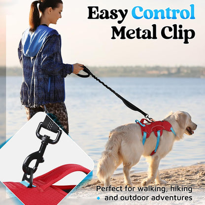 Escape Proof Dog Harness for Large, No Pull with Lift Handle | No Escape, Full Soft Padded, Reflective Adjustable Vest, Leash Clip for Walking Hiking Training, Black, Large