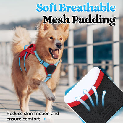 Escape Proof Dog Harness for Large, No Pull with Lift Handle | No Escape, Full Soft Padded, Reflective Adjustable Vest, Leash Clip for Walking Hiking Training, Black, Large