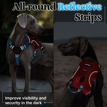 Escape Proof Dog Harness for Large, No Pull with Lift Handle | No Escape, Full Soft Padded, Reflective Adjustable Vest, Leash Clip for Walking Hiking Training, Black, Large