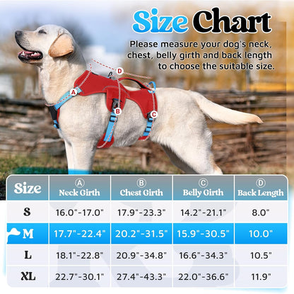 Escape Proof Dog Harness for Large, No Pull with Lift Handle | No Escape, Full Soft Padded, Reflective Adjustable Vest, Leash Clip for Walking Hiking Training, Black, Large