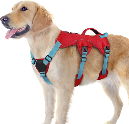 Escape Proof Dog Harness for Large, No Pull with Lift Handle | No Escape, Full Soft Padded, Reflective Adjustable Vest, Leash Clip for Walking Hiking Training, Black, Large