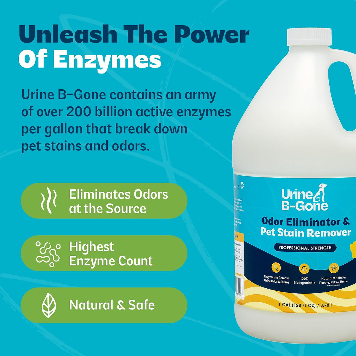 Enzyme Cleaner for Human, Cat & Dog Urine, Original, 1 Gallon