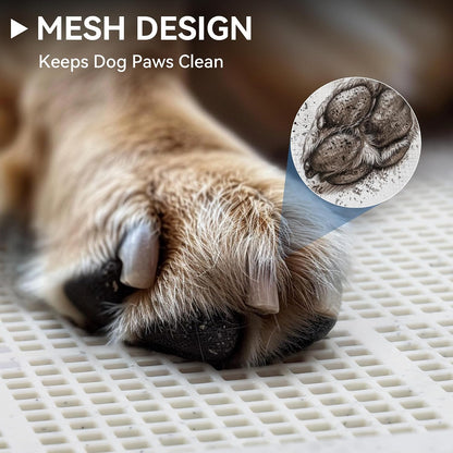 Dog Pee Pad Holder, 23.6"x23.6" Indoor Dog Potty Tray with High Wall Splash Guard for Male Dogs, Mesh Puppy Pad Holder with 4 Pee Pads for Medium Large Dogs, Grey