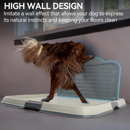 Dog Pee Pad Holder, 23.6"x23.6" Indoor Dog Potty Tray with High Wall Splash Guard for Male Dogs, Mesh Puppy Pad Holder with 4 Pee Pads for Medium Large Dogs, Grey