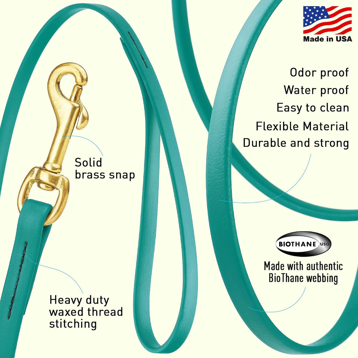 Biothane Working Lead for Dogs 6ft Black - Colors A