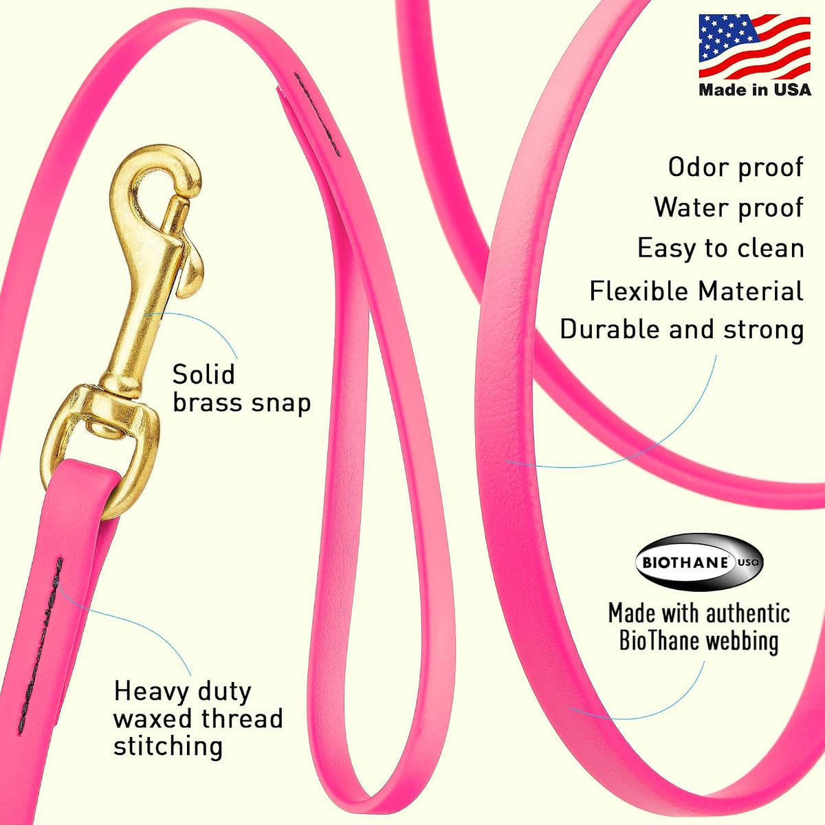 Biothane Working Lead for Dogs 6ft Black - Colors A