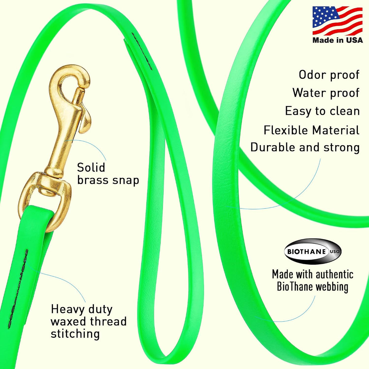 Biothane Working Lead for Dogs 6ft Black - Colors A