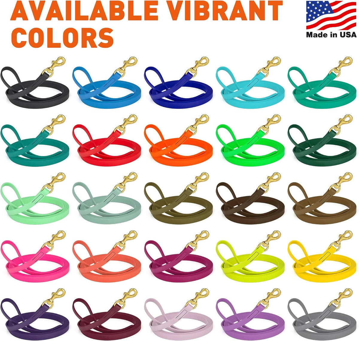 Biothane Working Lead for Dogs 6ft Black - Colors A