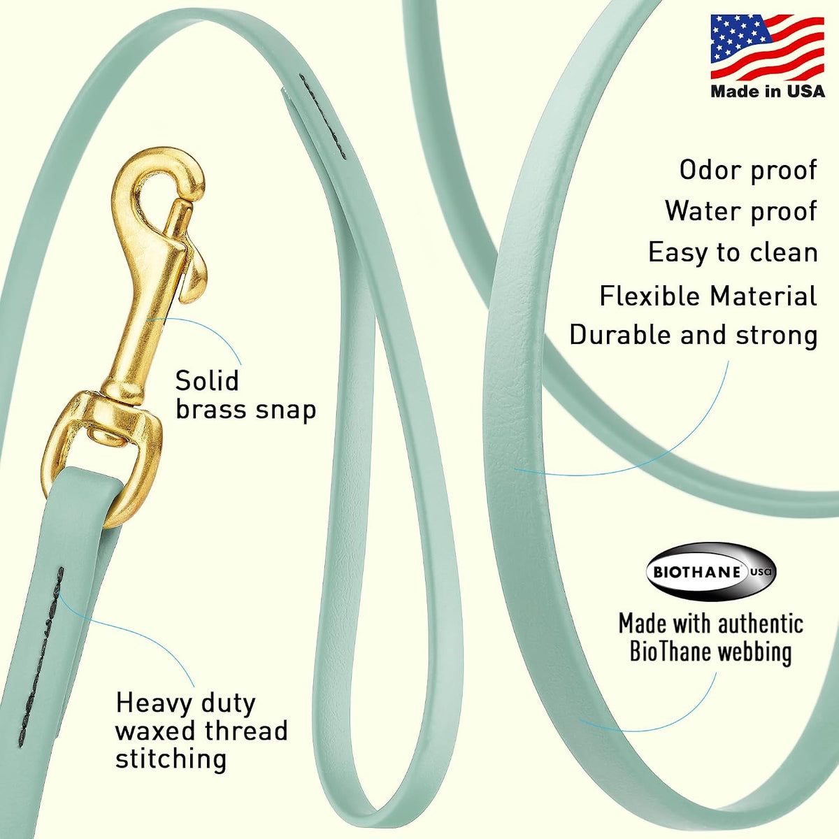 Biothane Working Lead for Dogs 6ft Black - Colors A