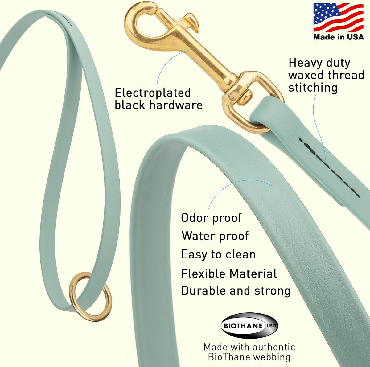 Biothane Working Lead for Dogs 6ft Black - Colors A