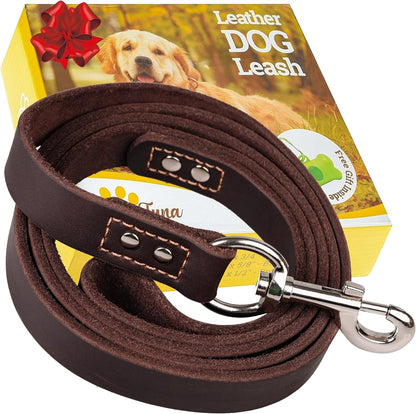 Leather Dog Leash for Large, Medium, and Small Dogs, 6ft x 3/4"