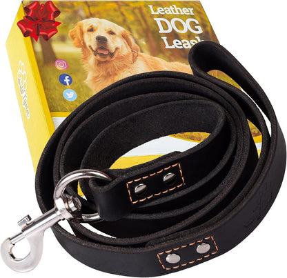 Leather Dog Leash for Large, Medium, and Small Dogs, 6ft x 3/4"