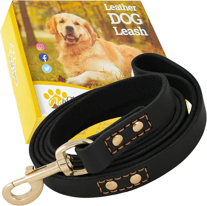 Leather Dog Leash for Large, Medium, and Small Dogs, 6ft x 3/4"