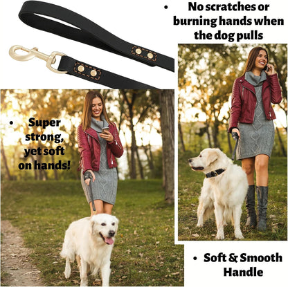 Leather Dog Leash for Large, Medium, and Small Dogs, 6ft x 3/4"