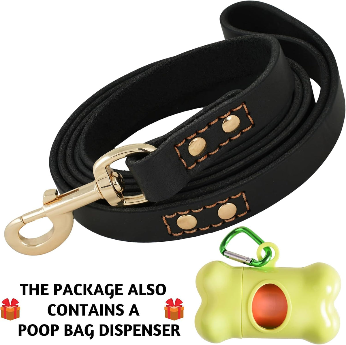 Leather Dog Leash for Large, Medium, and Small Dogs, 6ft x 3/4"