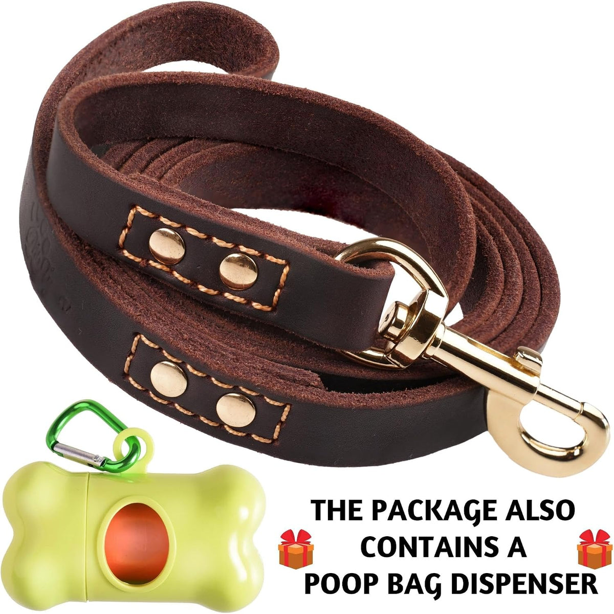 Leather Dog Leash for Large, Medium, and Small Dogs, 6ft x 3/4"