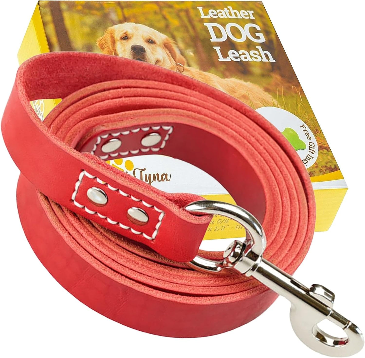 Leather Dog Leash for Large, Medium, and Small Dogs, 6ft x 3/4"