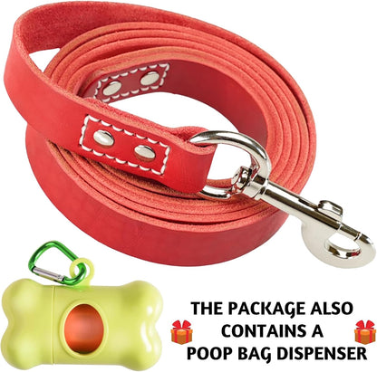 Leather Dog Leash for Large, Medium, and Small Dogs, 6ft x 3/4"