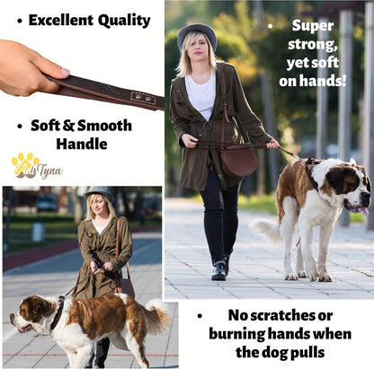 Leather Dog Leash for Large, Medium, and Small Dogs, 6ft x 3/4"