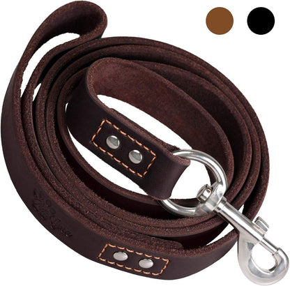 Leather Dog Leash for Large, Medium, and Small Dogs, 6ft x 3/4"