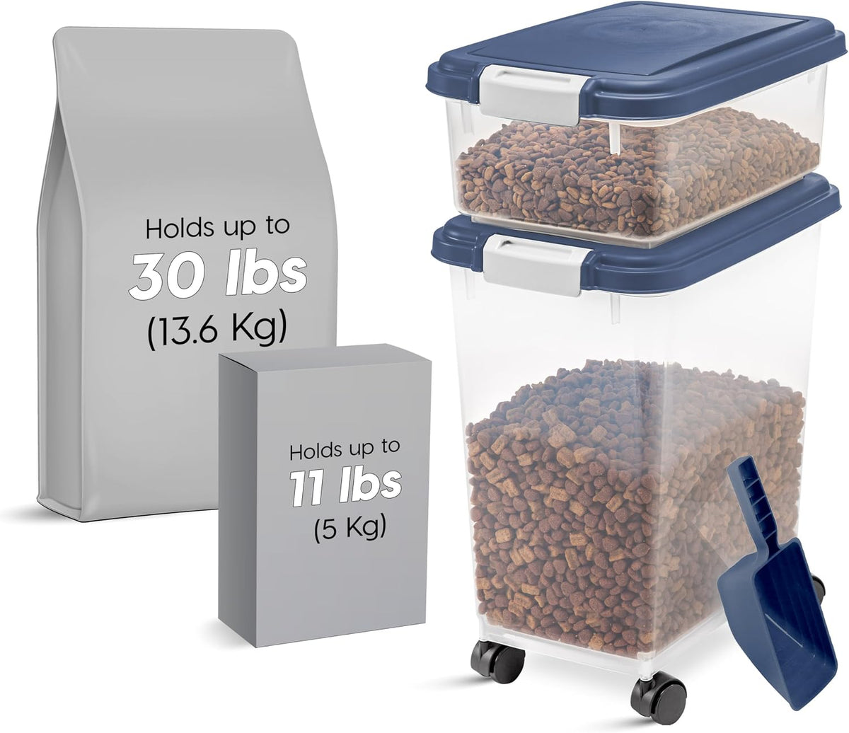 30 lb + 11 lb Airtight Pet Food Storage Containers with Wheels