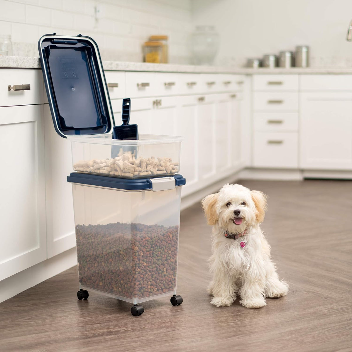 30 lb + 11 lb Airtight Pet Food Storage Containers with Wheels