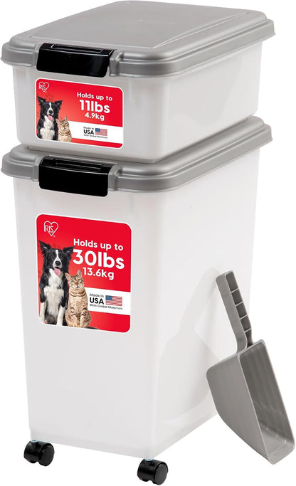 30 lb + 11 lb Airtight Pet Food Storage Containers with Wheels