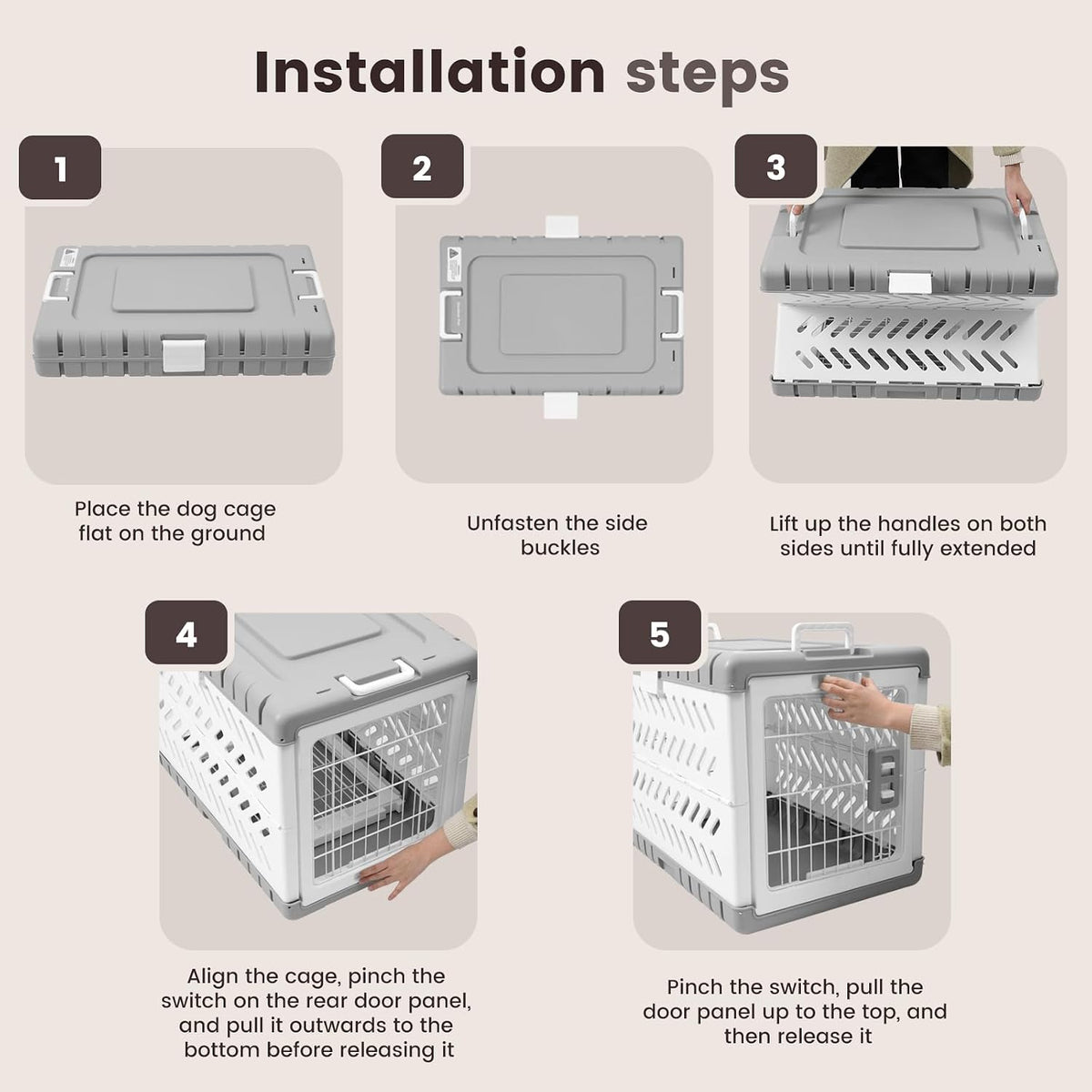 Collapsible Dog Crate for Medium/Small Dogs - 28" L Foldable Dog Cage No-Tool Assembly, Travel Dog Crate with 2 Wheels - Easy to Carry, Space-Saving, Indoor Outdoor Use, 27.96"(L) X18.3(W) X20.87(H)