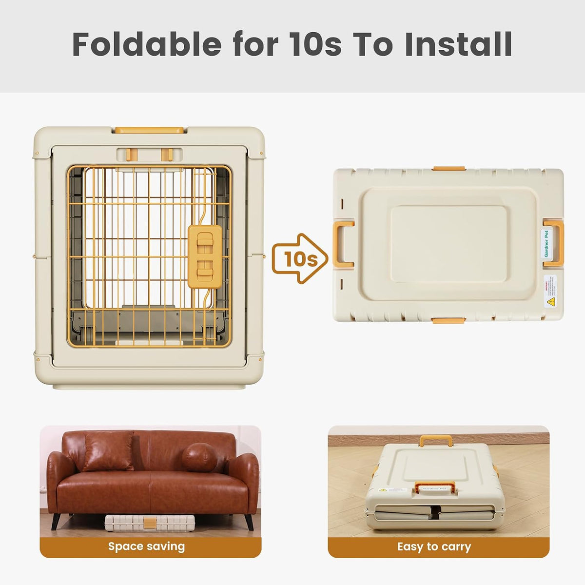 Collapsible Dog Crate for Medium/Small Dogs - 28" L Foldable Dog Cage No-Tool Assembly, Travel Dog Crate with 2 Wheels - Easy to Carry, Space-Saving, Indoor Outdoor Use, 27.96"(L) X18.3(W) X20.87(H)