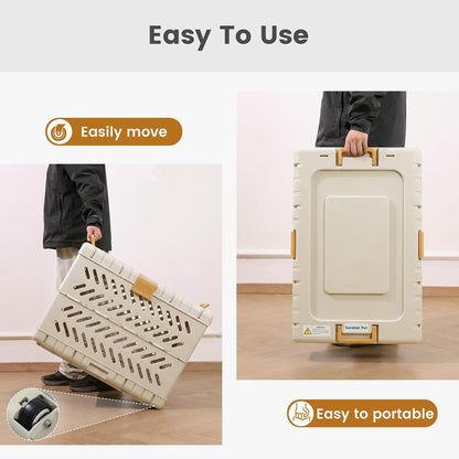 Collapsible Dog Crate for Medium/Small Dogs - 28" L Foldable Dog Cage No-Tool Assembly, Travel Dog Crate with 2 Wheels - Easy to Carry, Space-Saving, Indoor Outdoor Use, 27.96"(L) X18.3(W) X20.87(H)