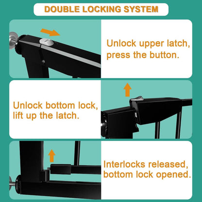 22.8"-25.5" Narrow Baby Gate for Doorways, Pressure Mounted Auto-Close Pet Gate for Small Walk Thru and Hallway, Tension Safety Child Gate No Drill, No Extensions, Black