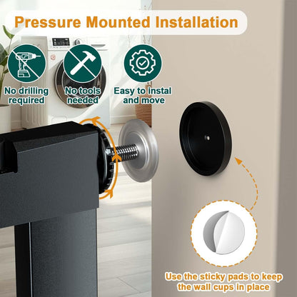 22.8"-25.5" Narrow Baby Gate for Doorways, Pressure Mounted Auto-Close Pet Gate for Small Walk Thru and Hallway, Tension Safety Child Gate No Drill, No Extensions, Black