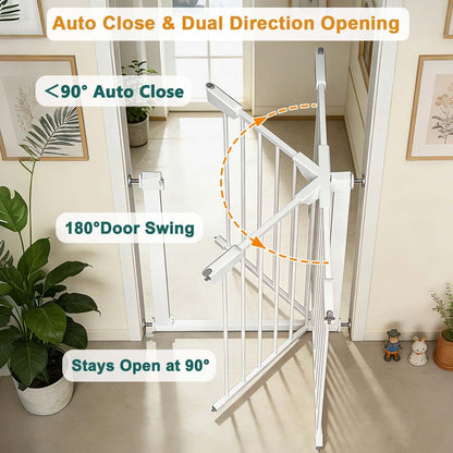 22.8"-25.5" Narrow Baby Gate for Doorways, Pressure Mounted Auto-Close Pet Gate for Small Walk Thru and Hallway, Tension Safety Child Gate No Drill, No Extensions, Black