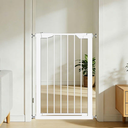 22.8"-25.5" Narrow Baby Gate for Doorways, Pressure Mounted Auto-Close Pet Gate for Small Walk Thru and Hallway, Tension Safety Child Gate No Drill, No Extensions, Black
