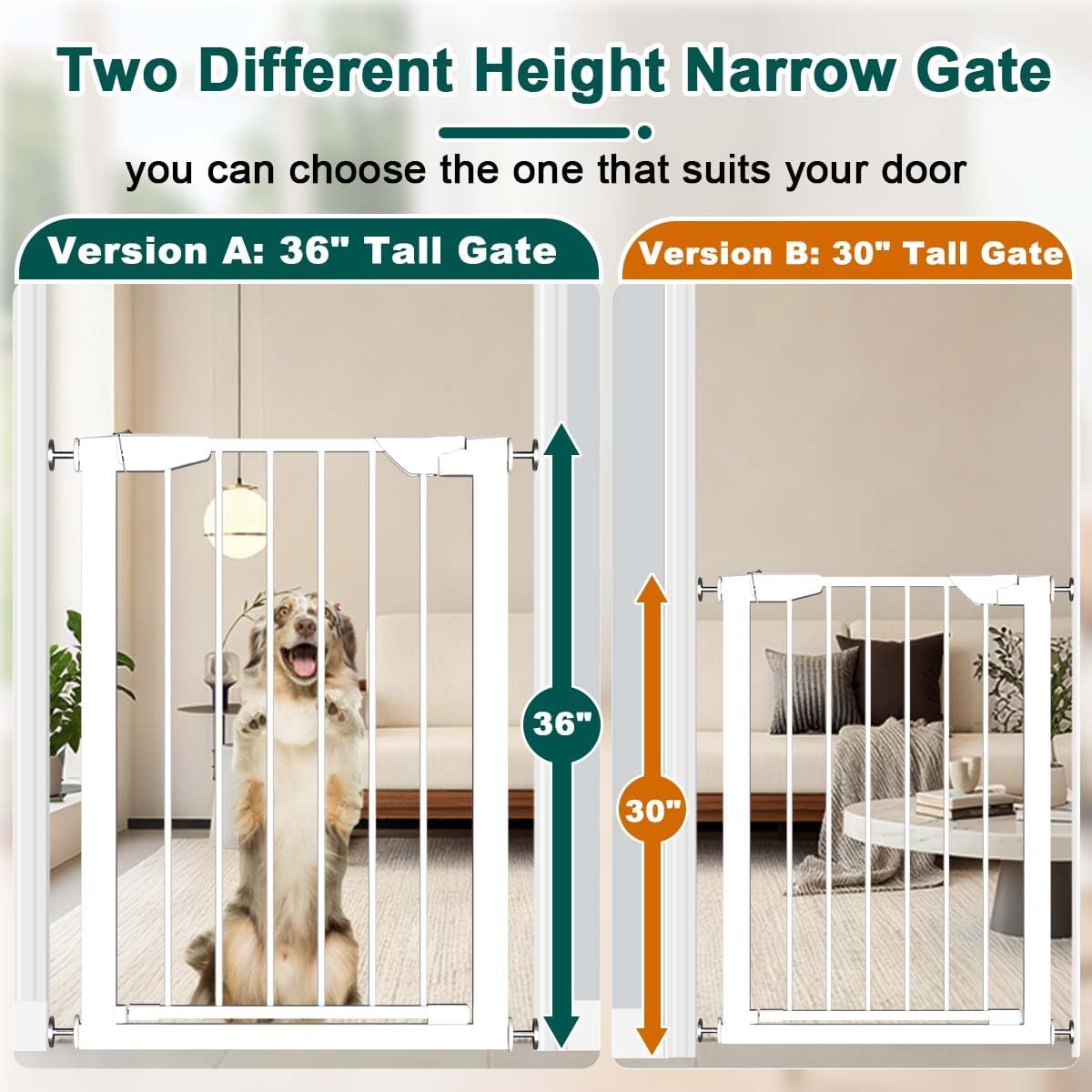 22.8"-25.5" Narrow Baby Gate for Doorways, Pressure Mounted Auto-Close Pet Gate for Small Walk Thru and Hallway, Tension Safety Child Gate No Drill, No Extensions, Black