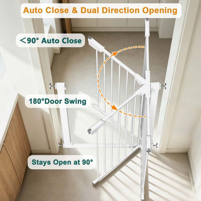 22.8"-25.5" Narrow Baby Gate for Doorways, Pressure Mounted Auto-Close Pet Gate for Small Walk Thru and Hallway, Tension Safety Child Gate No Drill, No Extensions, Black