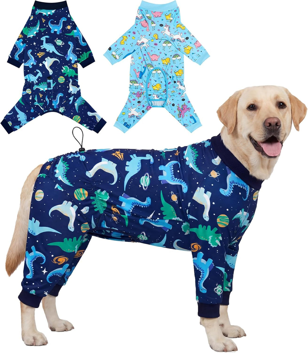 2 Pack Dog Surgery Recovery Suit, Dog Onesie for Surgery Male Female with Adjustable Drawstring, Long Sleeve Surgical Pet Cone Alternatives for Prevent Licking Wounds Anti Shedding, 4XL
