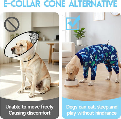 2 Pack Dog Surgery Recovery Suit, Dog Onesie for Surgery Male Female with Adjustable Drawstring, Long Sleeve Surgical Pet Cone Alternatives for Prevent Licking Wounds Anti Shedding, 4XL