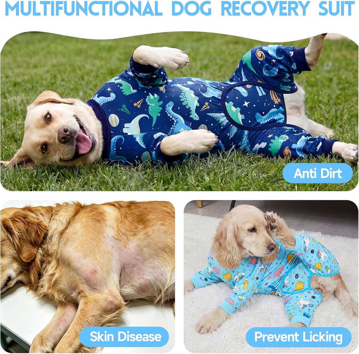 2 Pack Dog Surgery Recovery Suit, Dog Onesie for Surgery Male Female with Adjustable Drawstring, Long Sleeve Surgical Pet Cone Alternatives for Prevent Licking Wounds Anti Shedding, 4XL