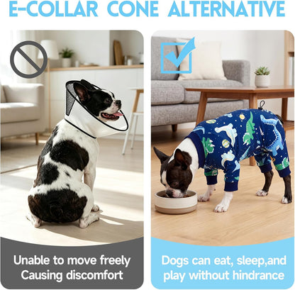 2 Pack Dog Surgery Recovery Suit, Dog Onesie for Surgery Male Female with Adjustable Drawstring, Long Sleeve Surgical Pet Cone Alternatives for Prevent Licking Wounds Anti Shedding, 4XL