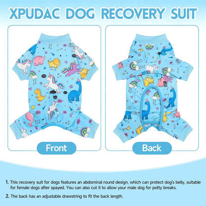 2 Pack Dog Surgery Recovery Suit, Dog Onesie for Surgery Male Female with Adjustable Drawstring, Long Sleeve Surgical Pet Cone Alternatives for Prevent Licking Wounds Anti Shedding, 4XL