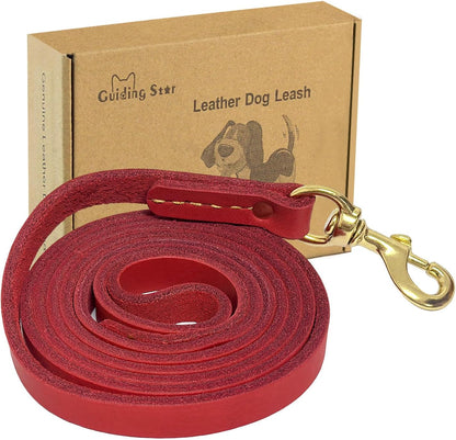 Leather Dog Leash 6ft, Dog Leashes for Large Dogs Heavy Duty, Soft Handmade Leather Training Leash for Large & Medium Dogs (6ftx3/4inch, Brown)