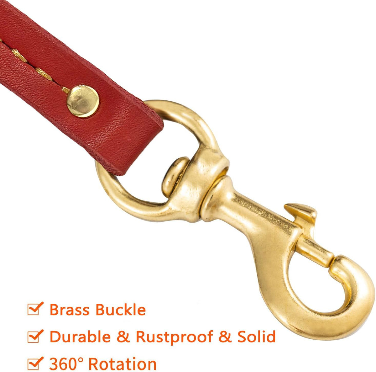 Leather Dog Leash 6ft, Dog Leashes for Large Dogs Heavy Duty, Soft Handmade Leather Training Leash for Large & Medium Dogs (6ftx3/4inch, Brown)