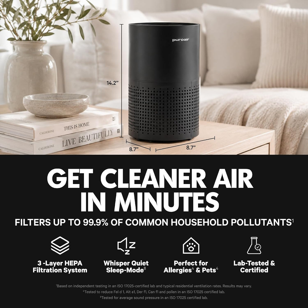 240 HEPA Air Purifiers for Home Pets Bedroom - 1,000 Ft²