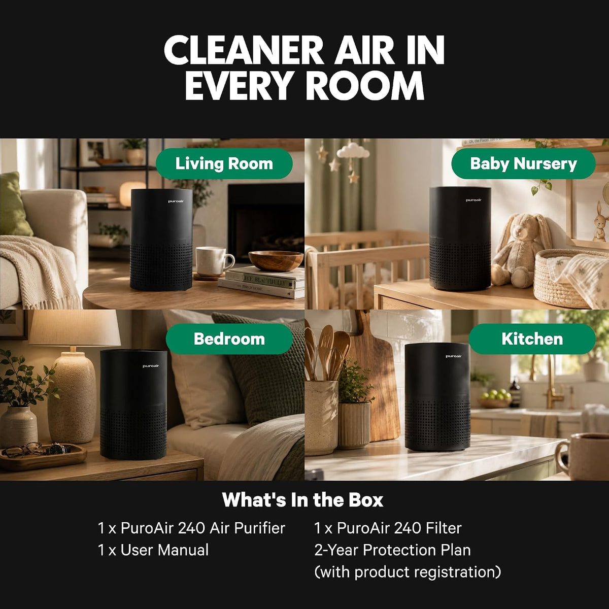 240 HEPA Air Purifiers for Home Pets Bedroom - 1,000 Ft²