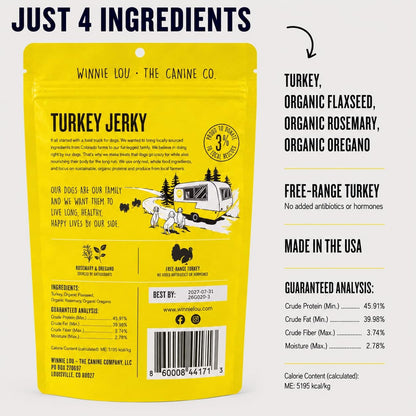 Winnie Lou Elk Jerky Dog Treats – Limited Ingredient, Human Grade, Training Treats for Small, Medium & Large Dogs, USA Made, High Protein, Chews, Hypoallergenic, Sensative Stomach (1 Pack)